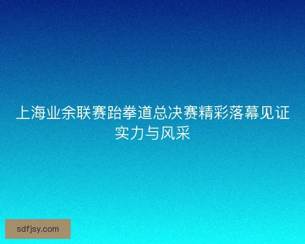 上海业余联赛跆拳道总决赛精彩落幕见证实力与风采