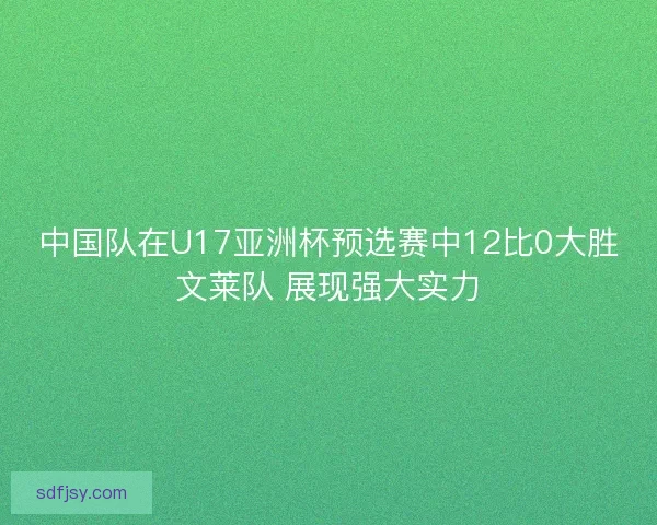 中国队在U17亚洲杯预选赛中12比0大胜文莱队 展现强大实力