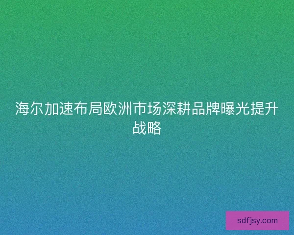 海尔加速布局欧洲市场深耕品牌曝光提升战略
